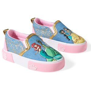 Toddler Girls Disney PRINCESS Denim Slip On Shoes Sneakers Size 6 7 Ariel NWT